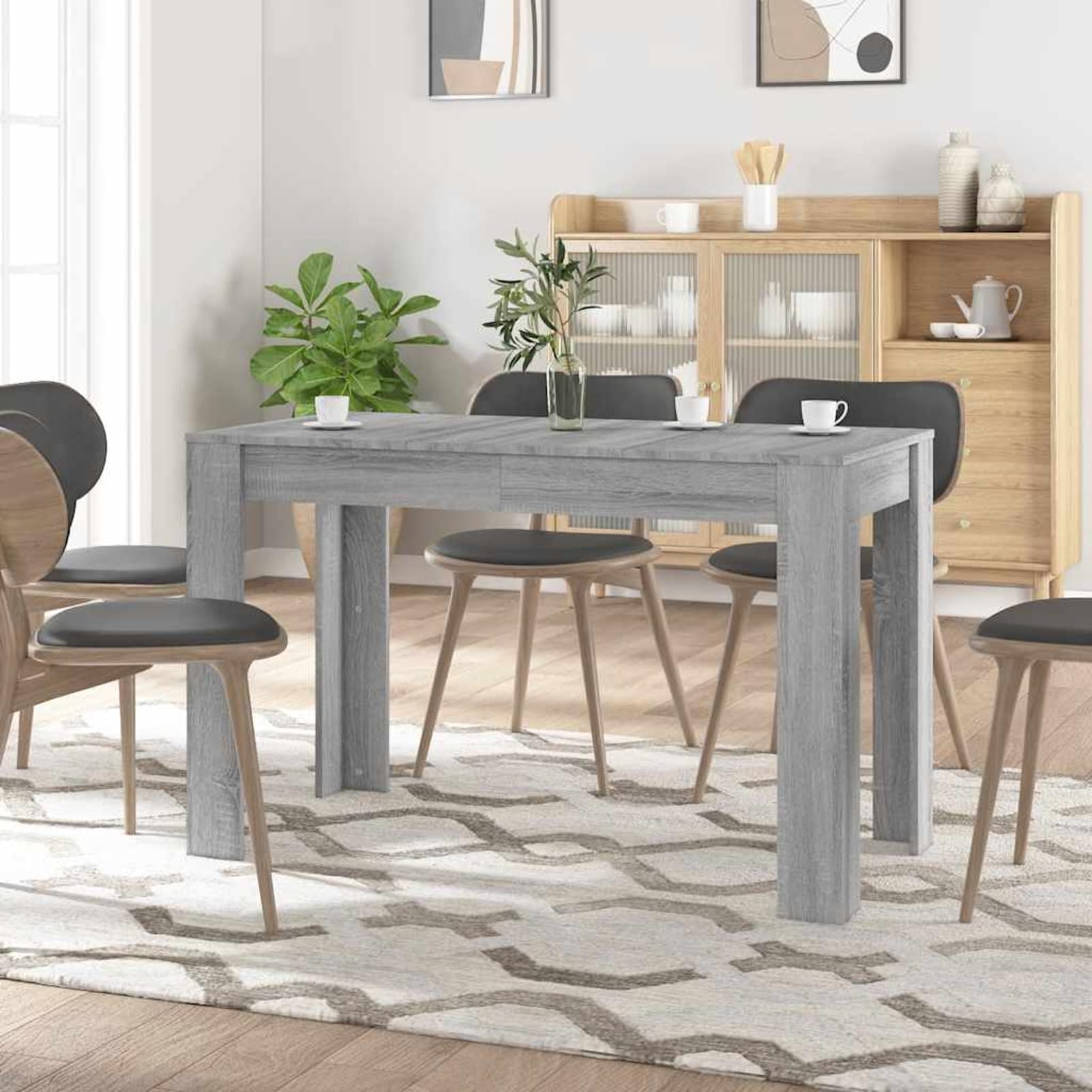 Gecheer Tavolo da Pranzo, Design Elegante Grigio Sonoma 120x60x76 cm in Legno Multistrato per Sala da Pranzo Ristorante