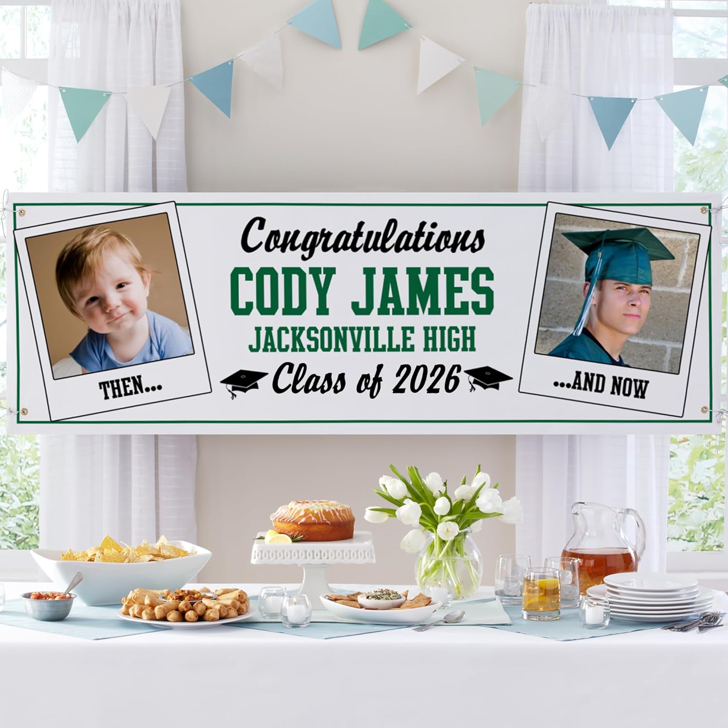 Let's Make Memories Personalized 10ft Graduation Banner - Class of 2026 or Any Year - Graduation Party Decorations - Custom Congratulations Banner - Indoor/Outdoor Vinyl - How Time Flies Purple - 10ft