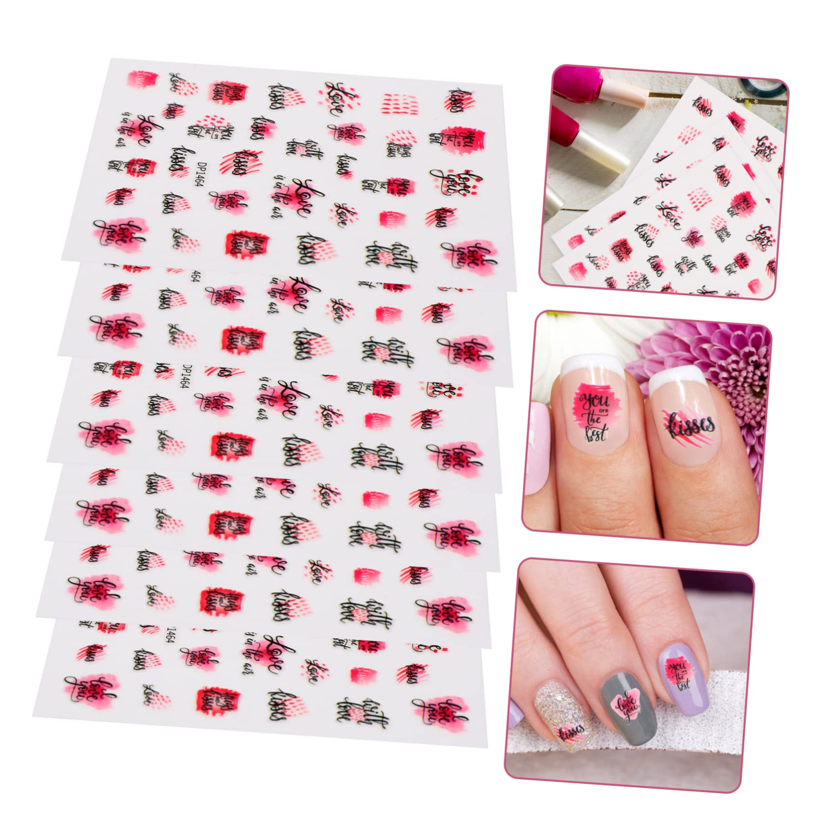 Beaupretty Feuilles Ongles Autocollants Lèvres Rouges Ongles Autocollants Valentine Coeur Nail Sticker Coeur Nail Art Autocollants Valentines Autocollants Coeur Ongles Autocollants