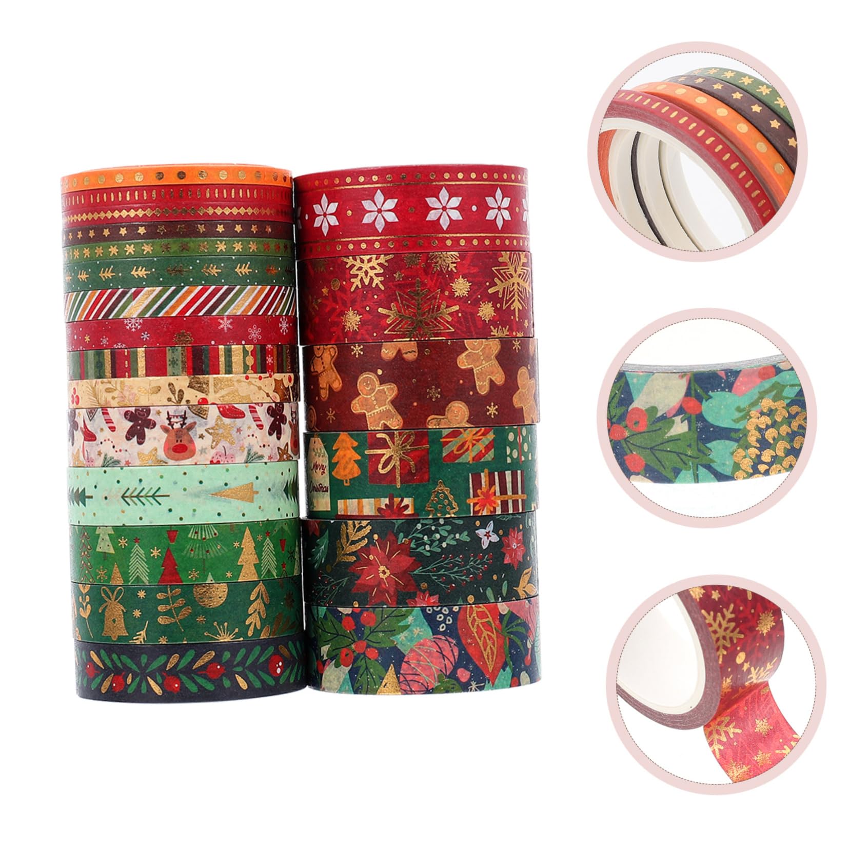 Tofficu 5 Juegos Cinta Washi Navideña Pegatinas Con Temas Navideños Cintas De Cuaderno Pegatinas as Christmas Stickers Cintas Para Envolver De Diario 21 Rollos*5