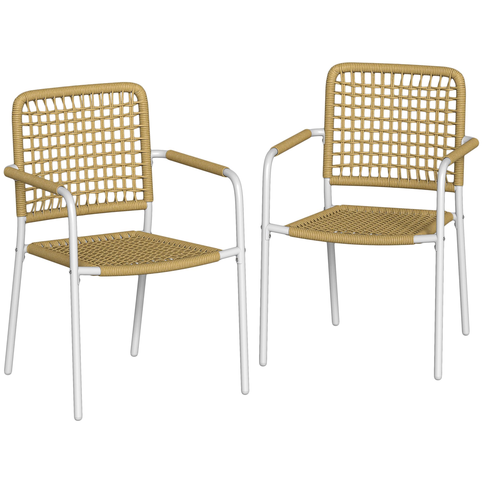 outsunny lot de 2 chaises jardin résine
