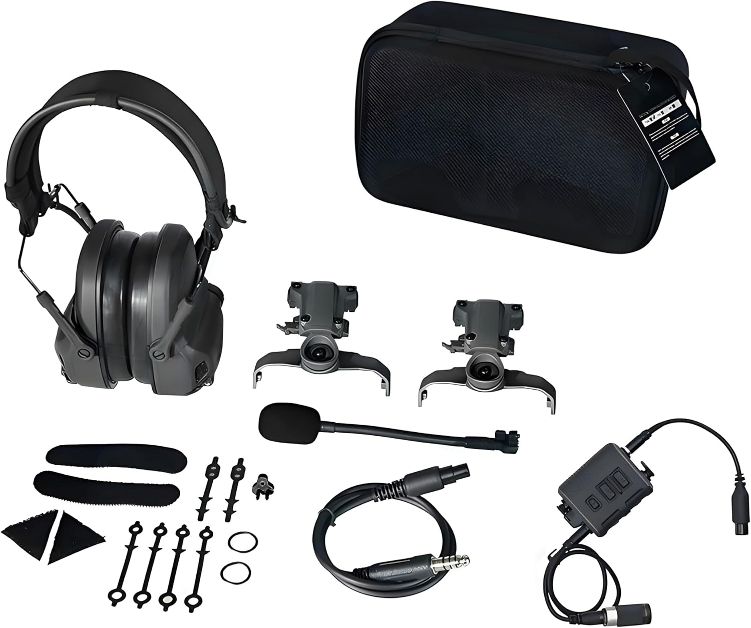 FMA AMP Headset Headphone Head & Helmet-Mounted Pickup Noise Reduction Communication Headphone Hear Protection Earmuffs，Black (Black Sets & PTT V60)