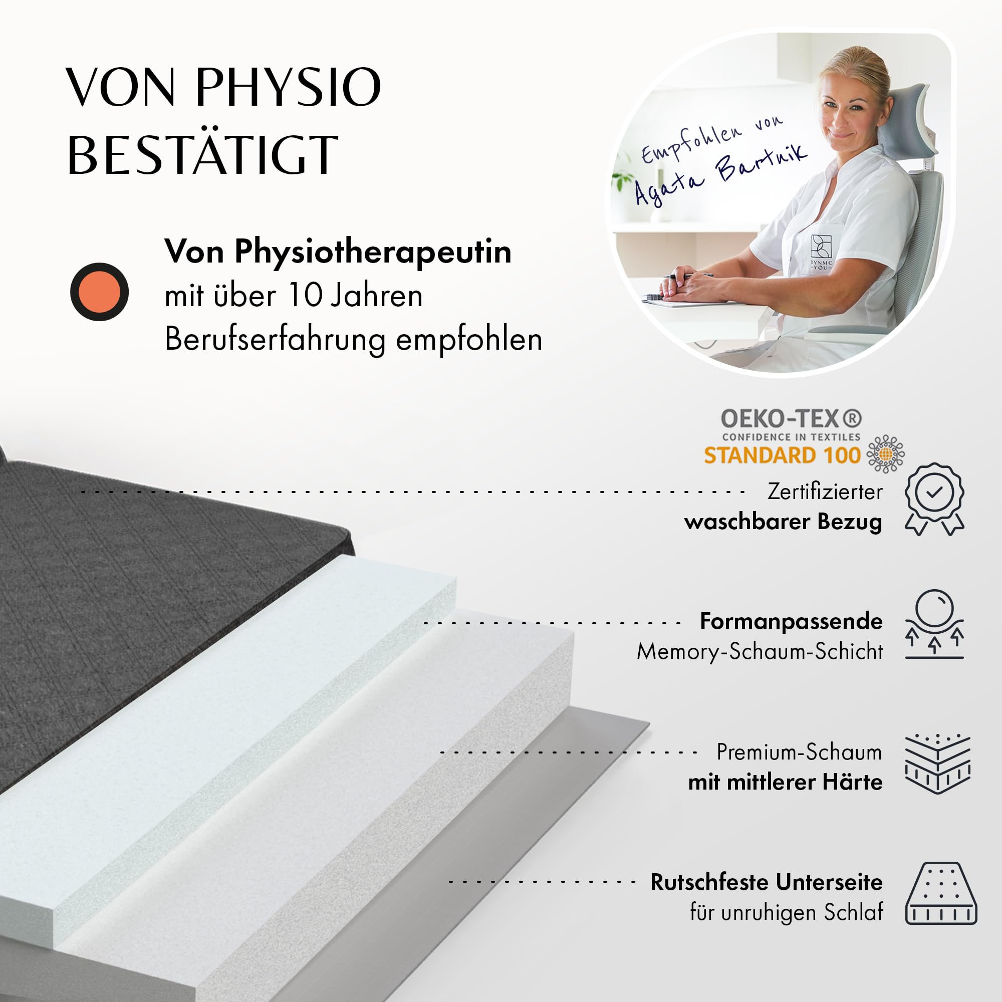 Klappmatratze 120x195 cm, 14 cm dick – bequeme Gästematratze, faltbar | Bequeme Klappmatratze & Gästebett · 14 cm dick, liegt nicht durch · faltbar, auch als Sitzhocker · Bezug waschbar · OEKO-TEX