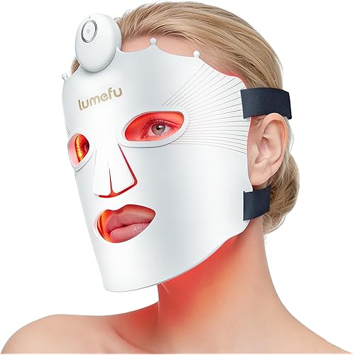 Lumefu Nimbus FDA-Cleared Ultra-Lightweight Red Light Therapy Mask for Face, Hands-Free LED Device for Anti-Acne, 3-Mode 415/630/850nm for Sensitive Skin, Portable for Busy Lifestyle