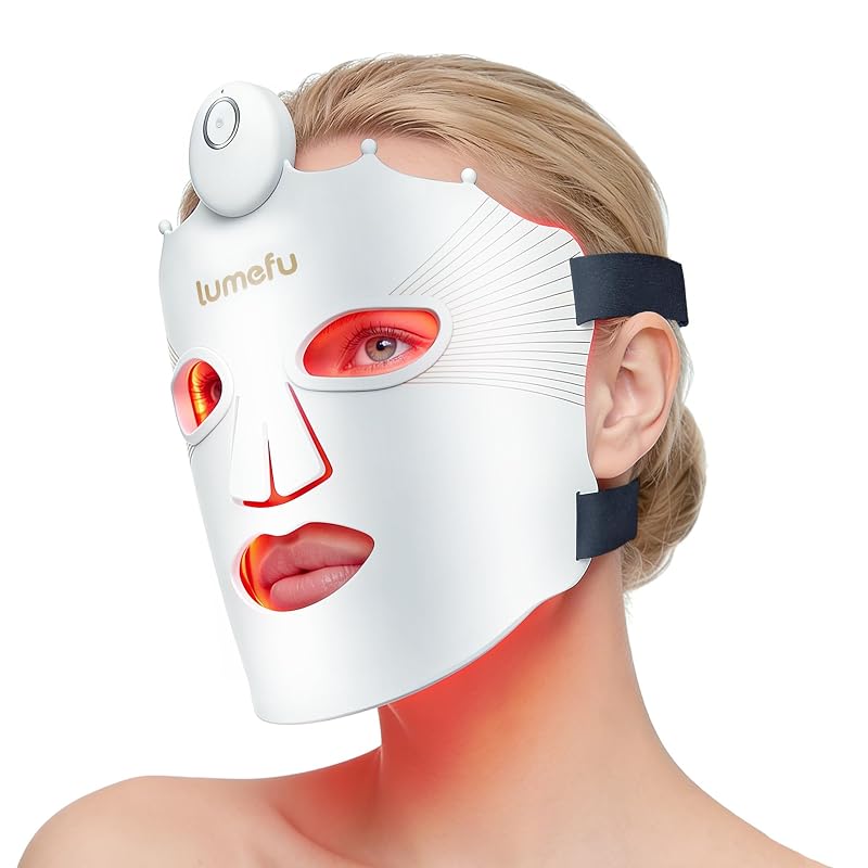 Lumefu Nimbus FDA-Cleared Ultra-Lightweight Red Light Therapy Mask for Face, Hands-Free LED Device for Anti-Acne, 3-Mode 415/630/850nm for Sensitive Skin, Portable for Busy Lifestyle