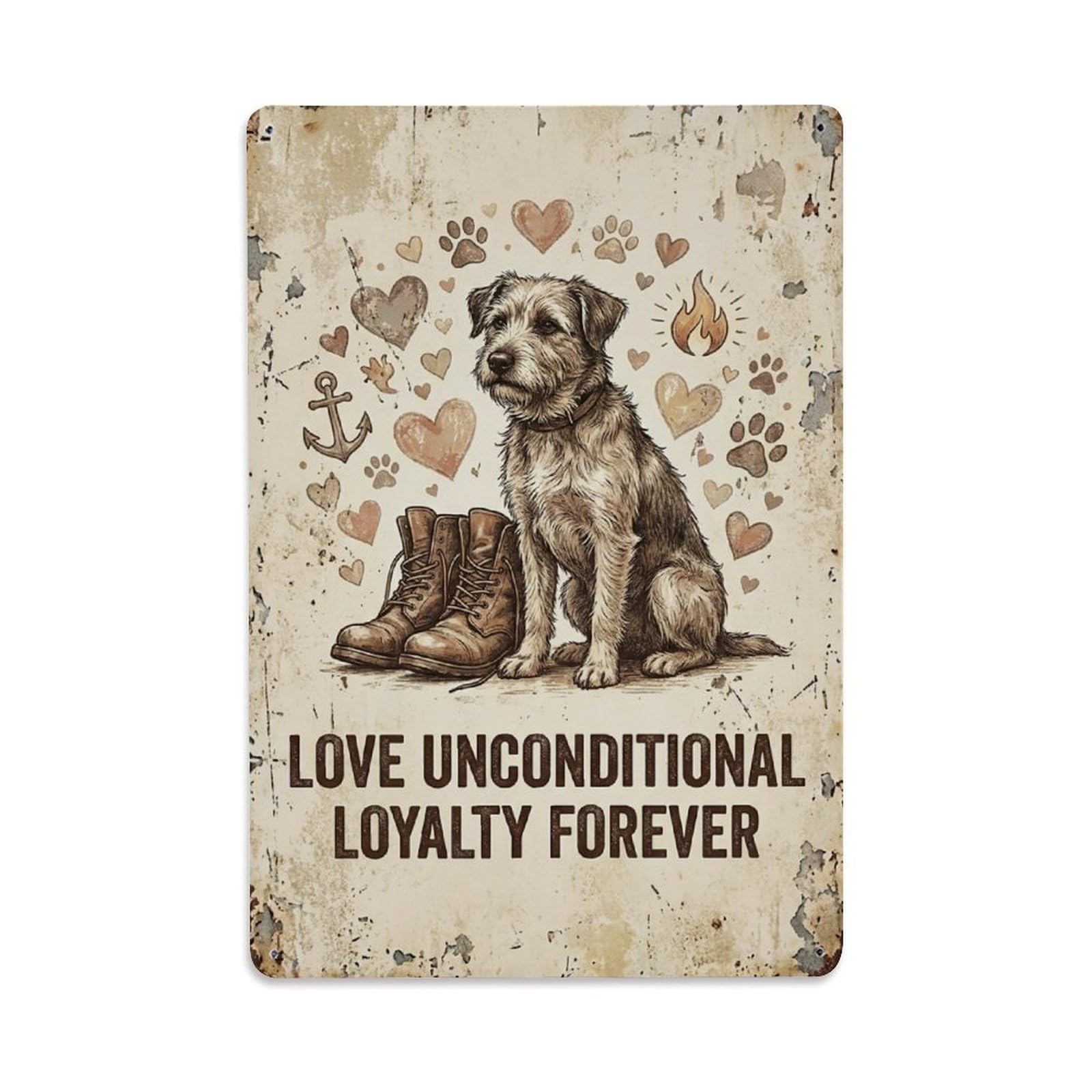 Okngb Style Whimsical Nature Quote Pet Loyalty Vintage Heritage Metal Tin Sign Plaque Wall Decor For Cafe, Man Cave, Club Bar, Office, Home Garden Round Metal Poster 8X12inch