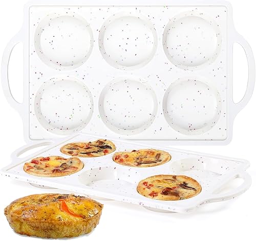 Miniatura 21 de CAKETIME Molde de silicona para magdalenas con marco de metal, sartén redonda antiadherente de 4 pulgadas para muffins ingleses, empanadas, pan