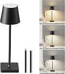 Lampe de table sans fil rechargeable, LED Lampes tactiles avec 3 Numérisation de la couleur, lumières de bureau fonctionnant à la batterie (noir, 2 Boîte)