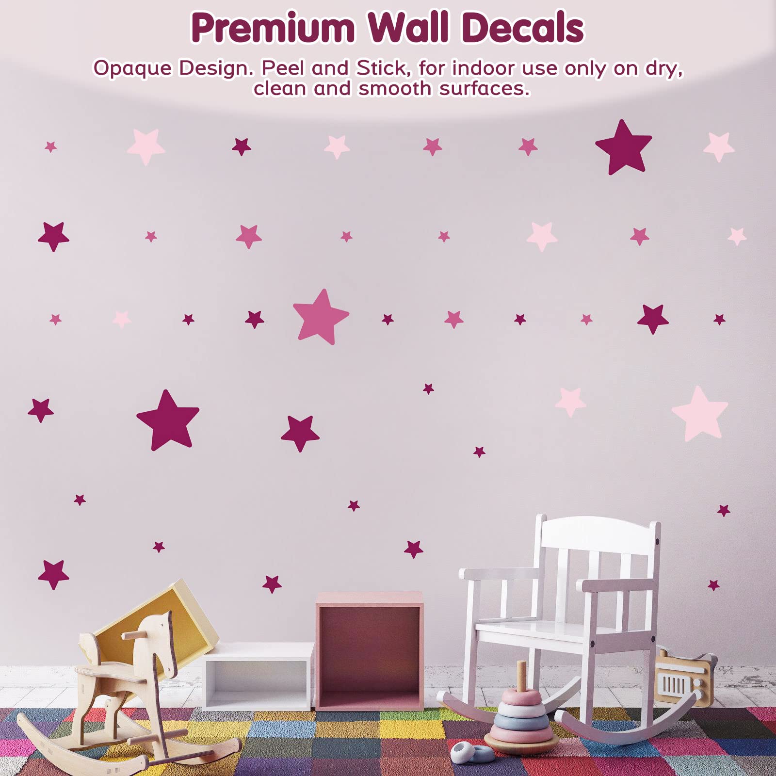 Autocollants muraux en vinyle pour chambre d'enfant, chambre d'enfant, chambre de fille, motif étoiles violettes