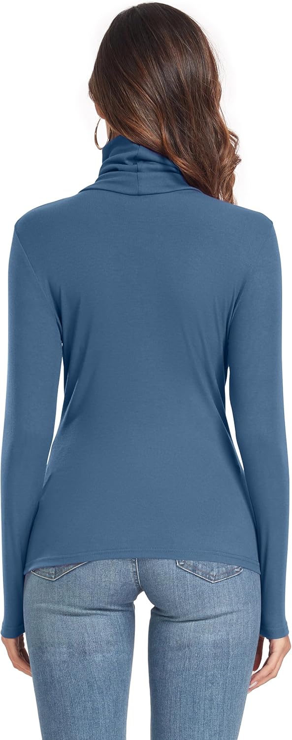 Women's Long Sleeve Casual Lightweight Turtleneck Top Slim Fit Thermal Active Layer Shirts - Image 5