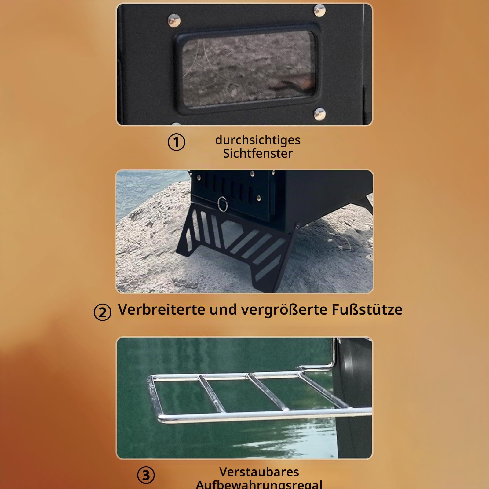 Rauchfreier Campingkocher Zeltofen Tragbarer Holzofen und Rauchfreier Campingkocher für Zelte Camping Angeln und Wandern