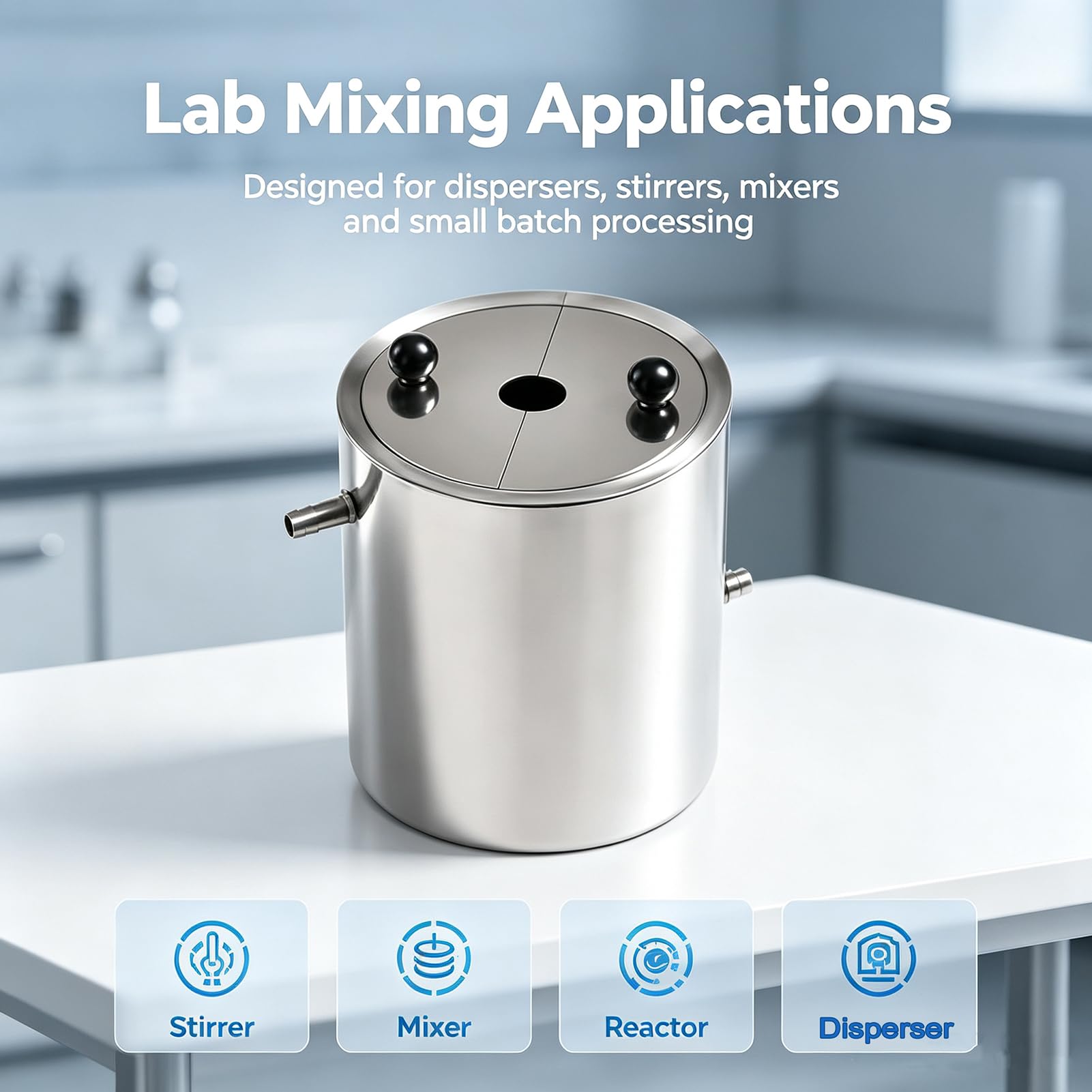 Tambor Dispensador Laboratorio Acero Inoxidable Para Procesos Dispersión | Camisa agua doble capa con tapas divididas para sistemas agitación, mezcla y reactor laboratorio