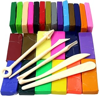 H&S Polymer Clay 650g 26 Colours Oven Bake Polymer Clay Block Modelling Moulding Tool Set