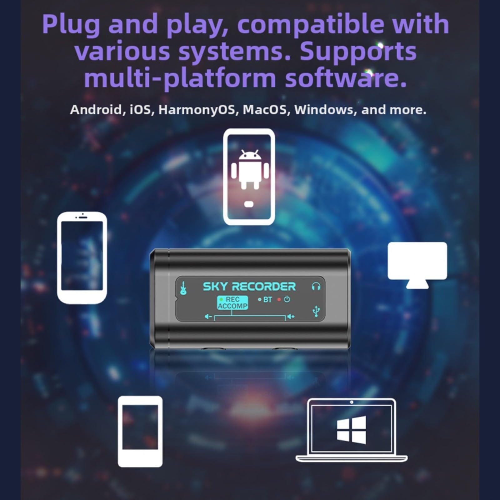 Interfaz de audio portátil para grabación de instrumentos con tecnología de reducción de ruido y transferencia de cinta, para músicos e ingenieros profesionales