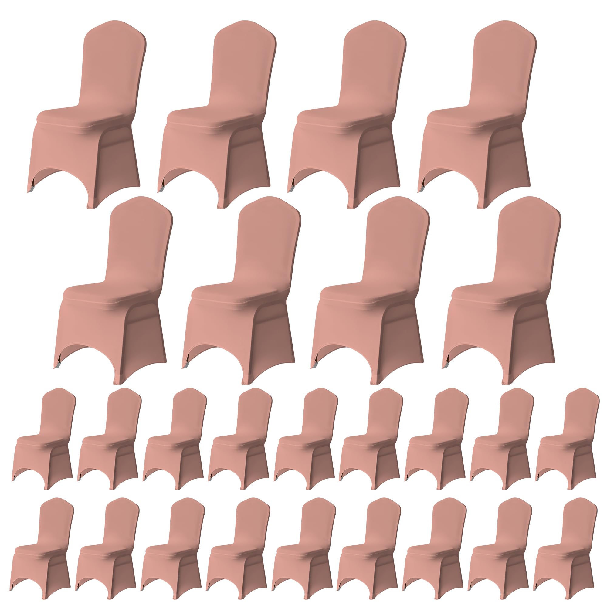 Trimming Shop Rose Gold Wedding Chair Covers Set of 100, Spandex Polyester Stretch Removable Washable Universal Slipcovers for Wedding Banquet, Dining Party & Events