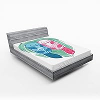 Vista 75 de Ambesonne Sábana bajera abstracta con estampado gráfico de letras del alfabeto de colores, funda de cama con bolsillo profundo elástico para mayor
