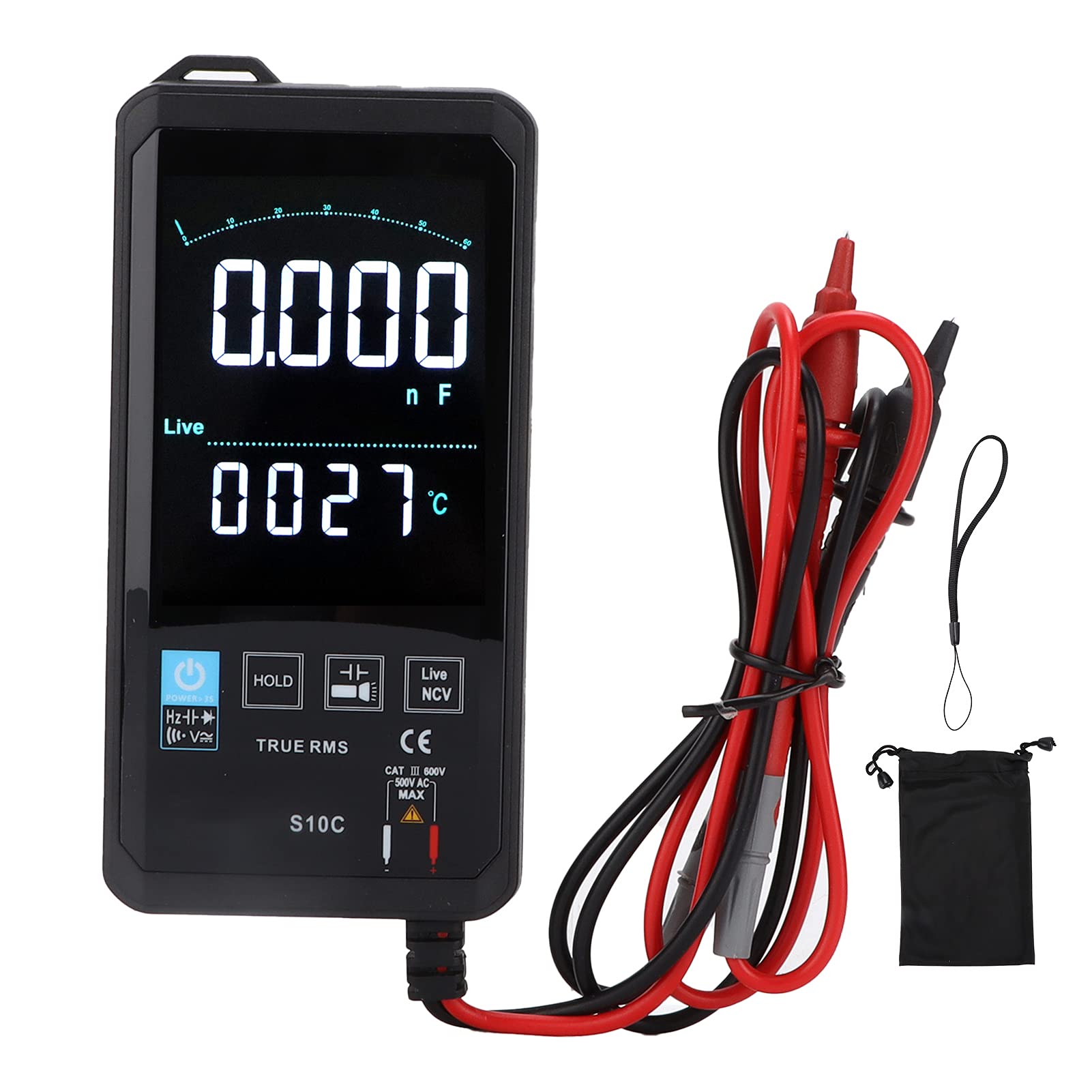 Multimetro Digitale S10C Misuratore True RMS Portatile Ad Alta Precisione per la Misurazione Dell'energia Elettrica Display LCD di Dimensioni Compatte