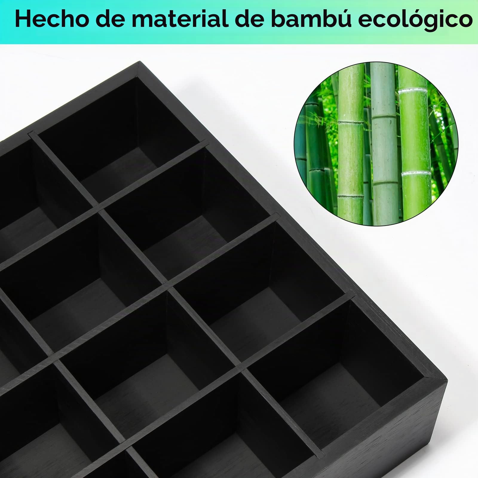 B4Life Organizador de Corbatas de Bambú para Pared - Soporte para Hombres, Almacenamiento de 16 Corbatas (Negro)