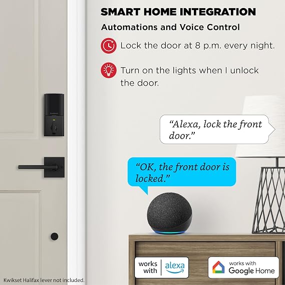 Kwikset Halo Touch Fingerprint Wi-Fi Smart Lock, Keyless Entry Door Deadbolt, Geofence Auto-Unlock, Grade AAA Certified, No Hub Required Easy Install, Matte Black