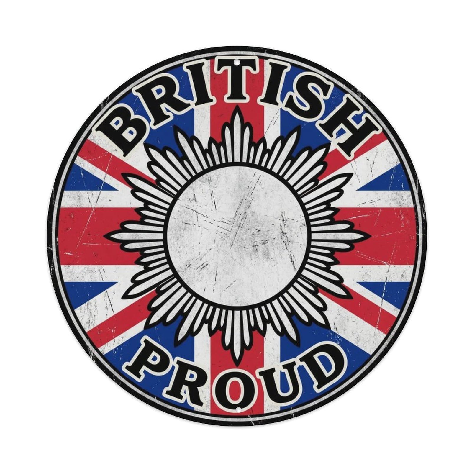 British Proud Sunburst Sky Nature Heritage Emblem Metal Tin Sign