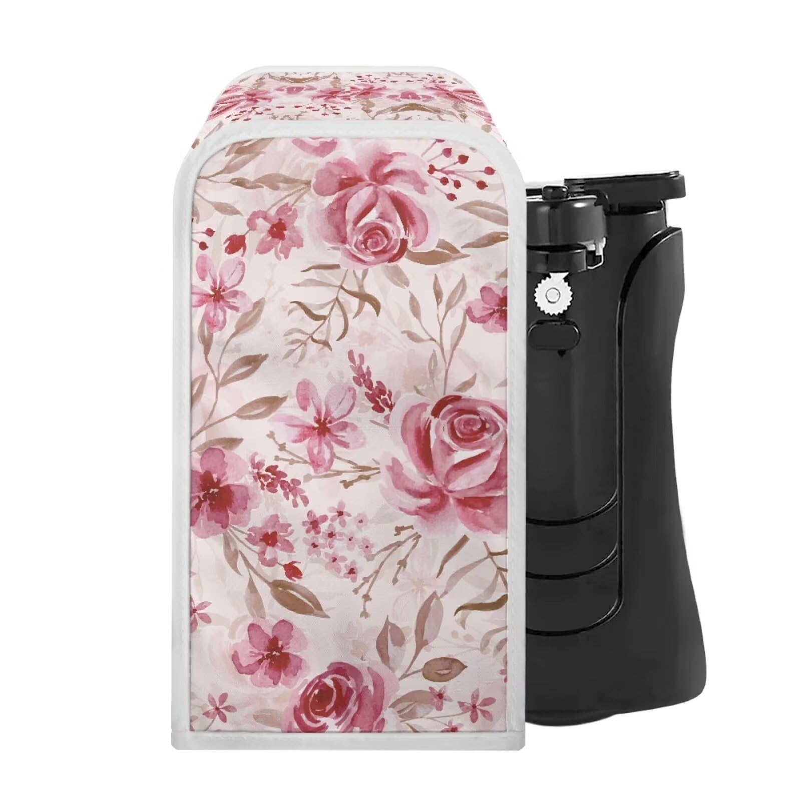 Annejudy Pink Roses Pattern Electric Can Opener Covers Dust and Stain Protection Can Openers Dust Cover Small Appliance Cover for Kitchen Decor Accessories