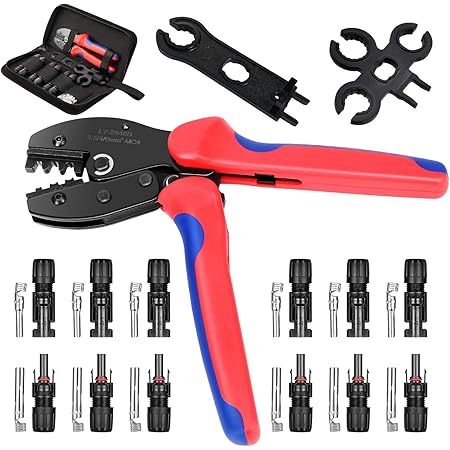 Kohree Solar Crimping Tool for MC4 / MC3 Cable Connector, with 6pcs Male Female Solar Connector + 2pcs Spanners Wrench + 1pcs Wire Crimper + 1pcs Tool Kit for 2.5/4/6mm² Solar PV Wire