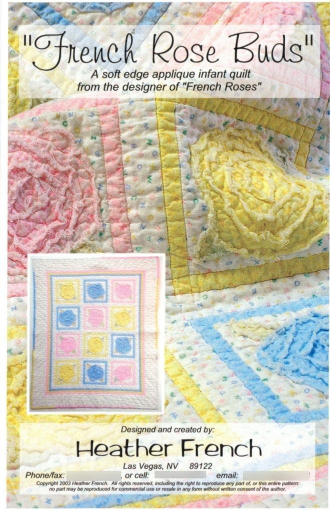 French Roses Buds Baby Infant Quilt Pattern Shabby Chic Design