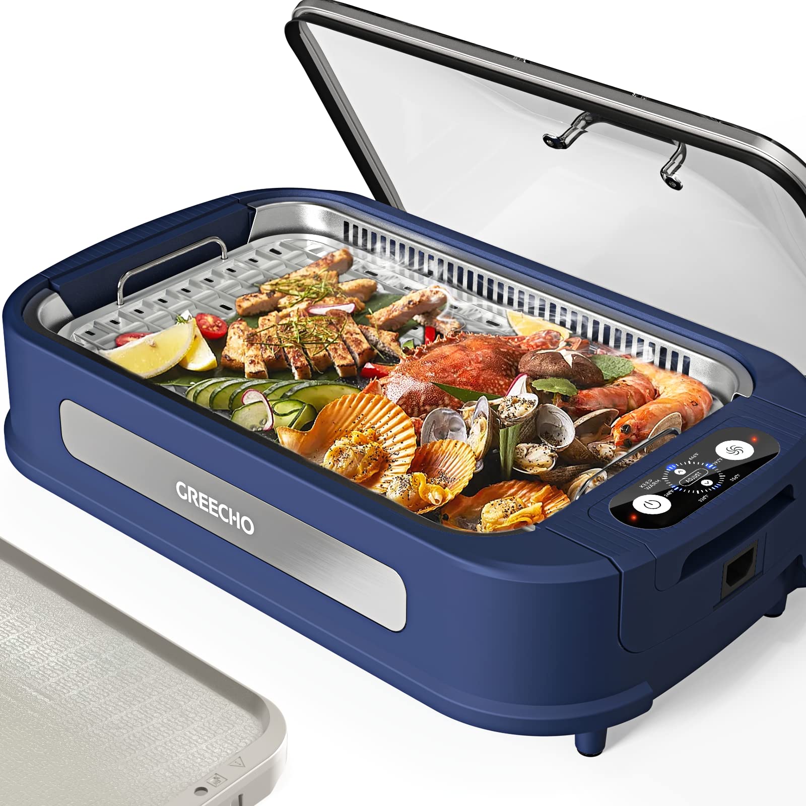 Buy GREECHO Smokeless Indoor Grill, 6 Heat Settings Digital Temperature