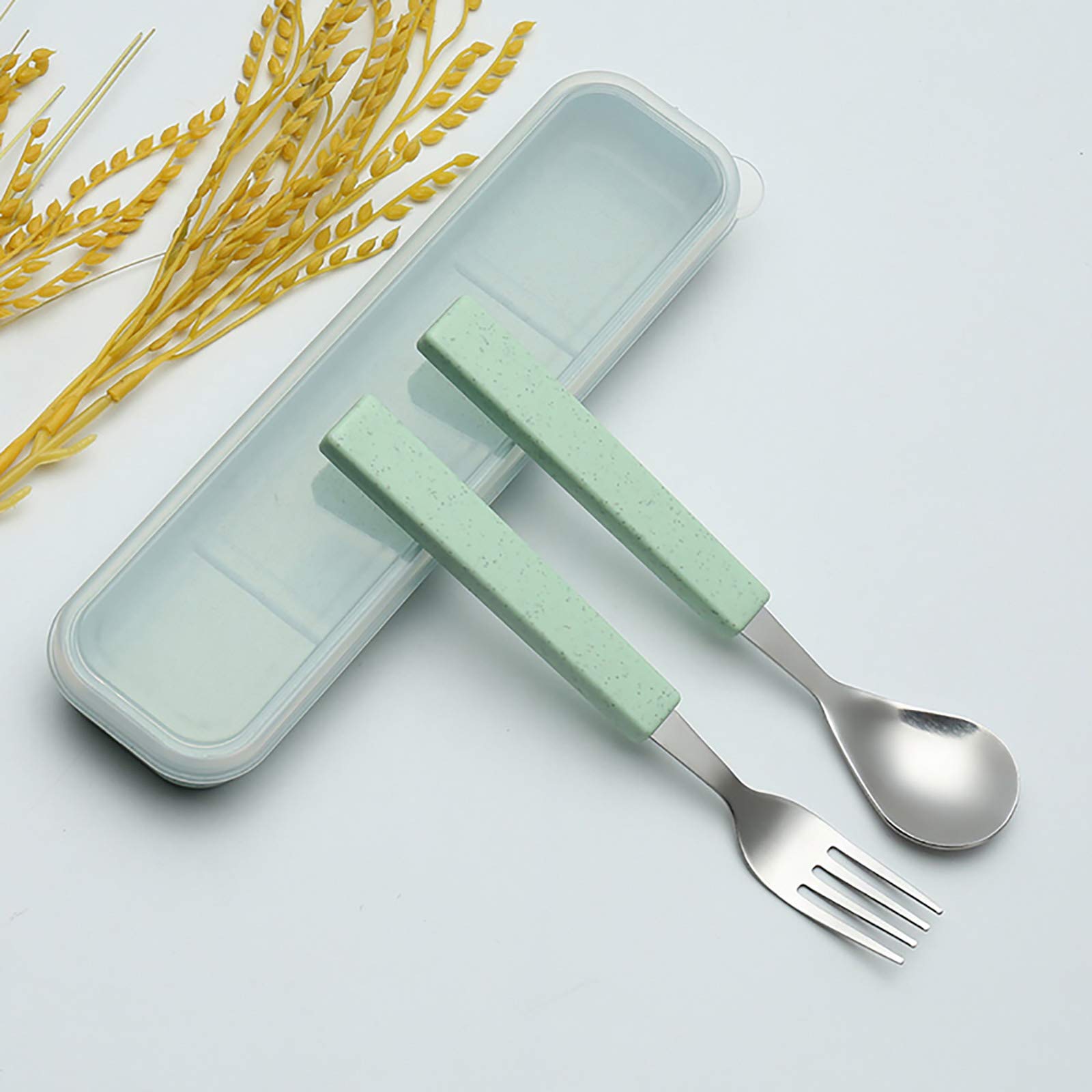 Set Posate Bambini In Acciaio Inox 18/8 - Forchetta E Cucchiaio Con Custodia, Per Scuola E Viaggio