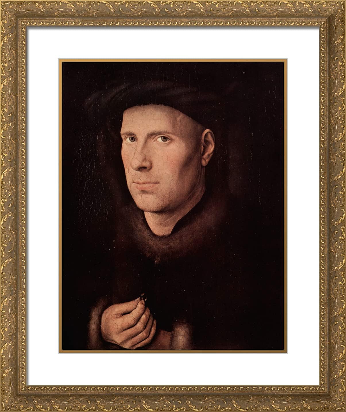 ArtDirect Van Eyck, Jan 20x24 Gold Ornate Framed Art Print with Double Matting Titled: Portrait of Jan De Leeuw
