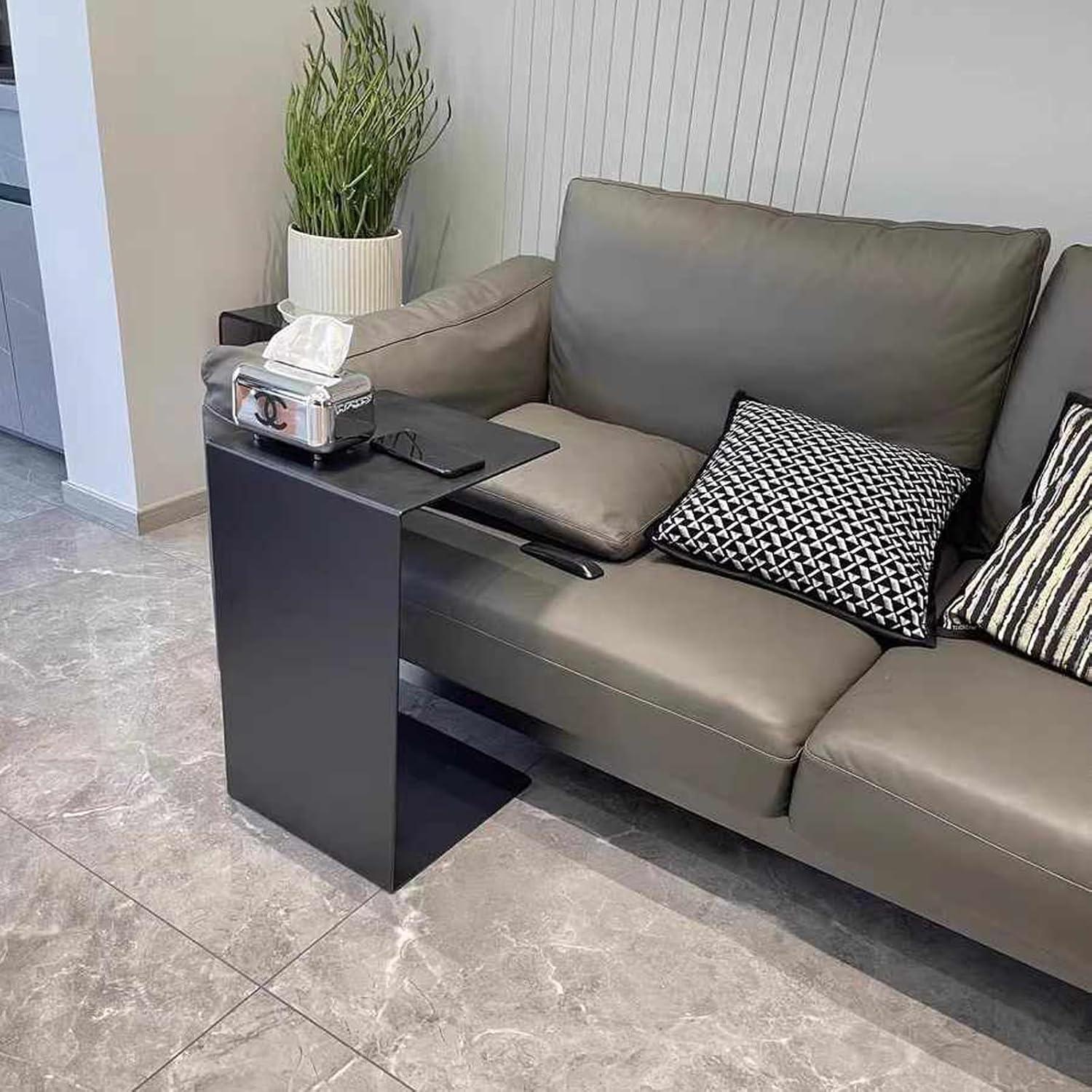 C Shaped End Table with Mobile Laptop Stand Overbed Bedside Table for Bedroom and Living Room Sofa Side Table for Small Spaces