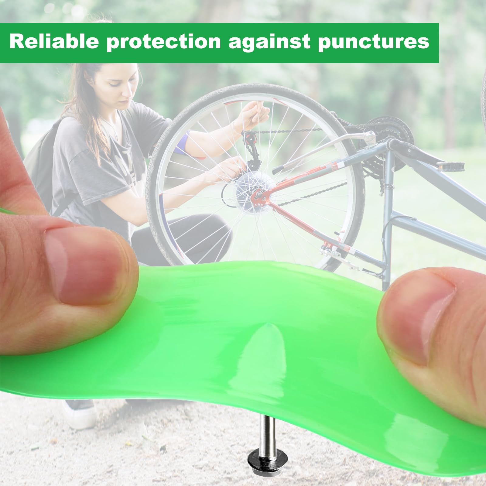 2 Foderi Antiforatura Per Pneumatici Bici - Verde Scuro, Compatibili Con 12-29 Pollici, In Poliuretano - Foto 6
