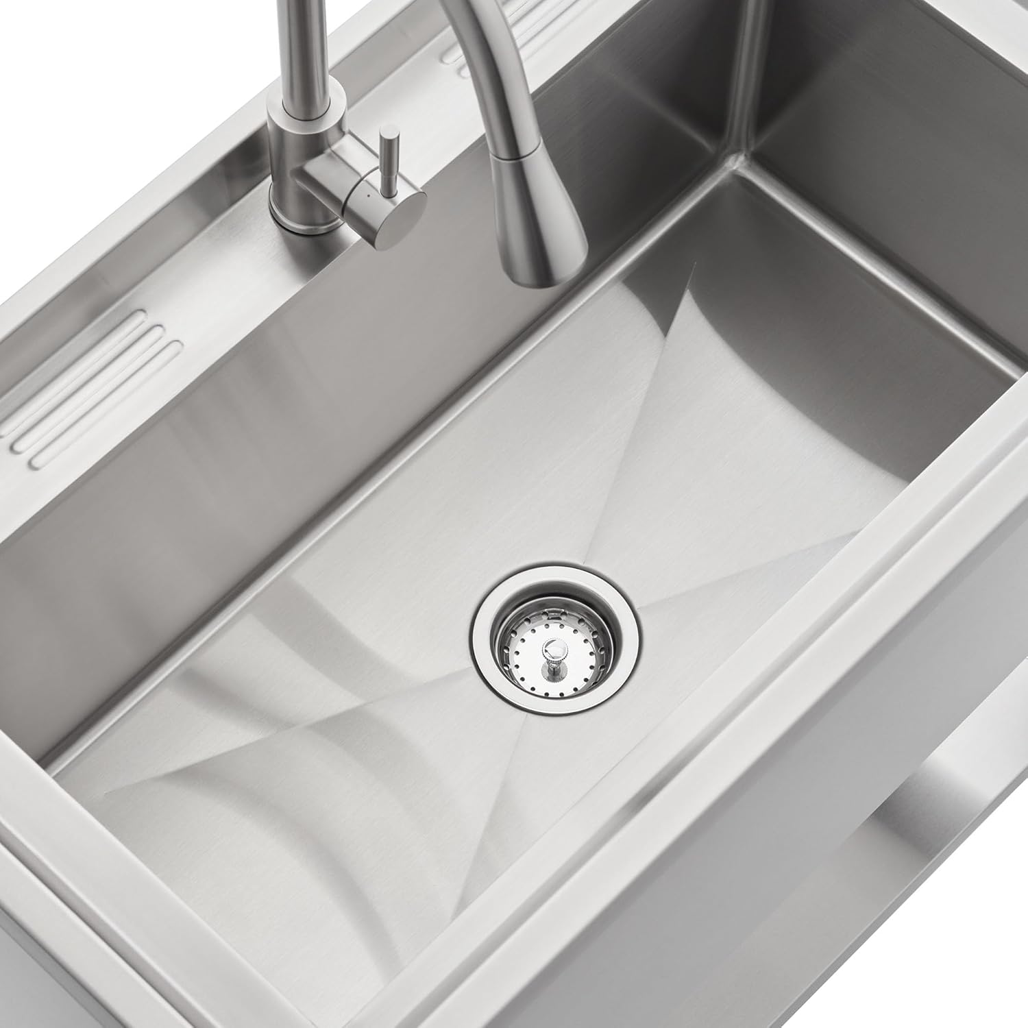 EcoStorage Stainless Steel Utility Sink, Oversized Freestanding Single Bowl Utility Sink, Pull-Out Faucet, Garage, Laundry Room, Business, NSF Certified, 36"W x 20"D x 50"H (NHA-0322)