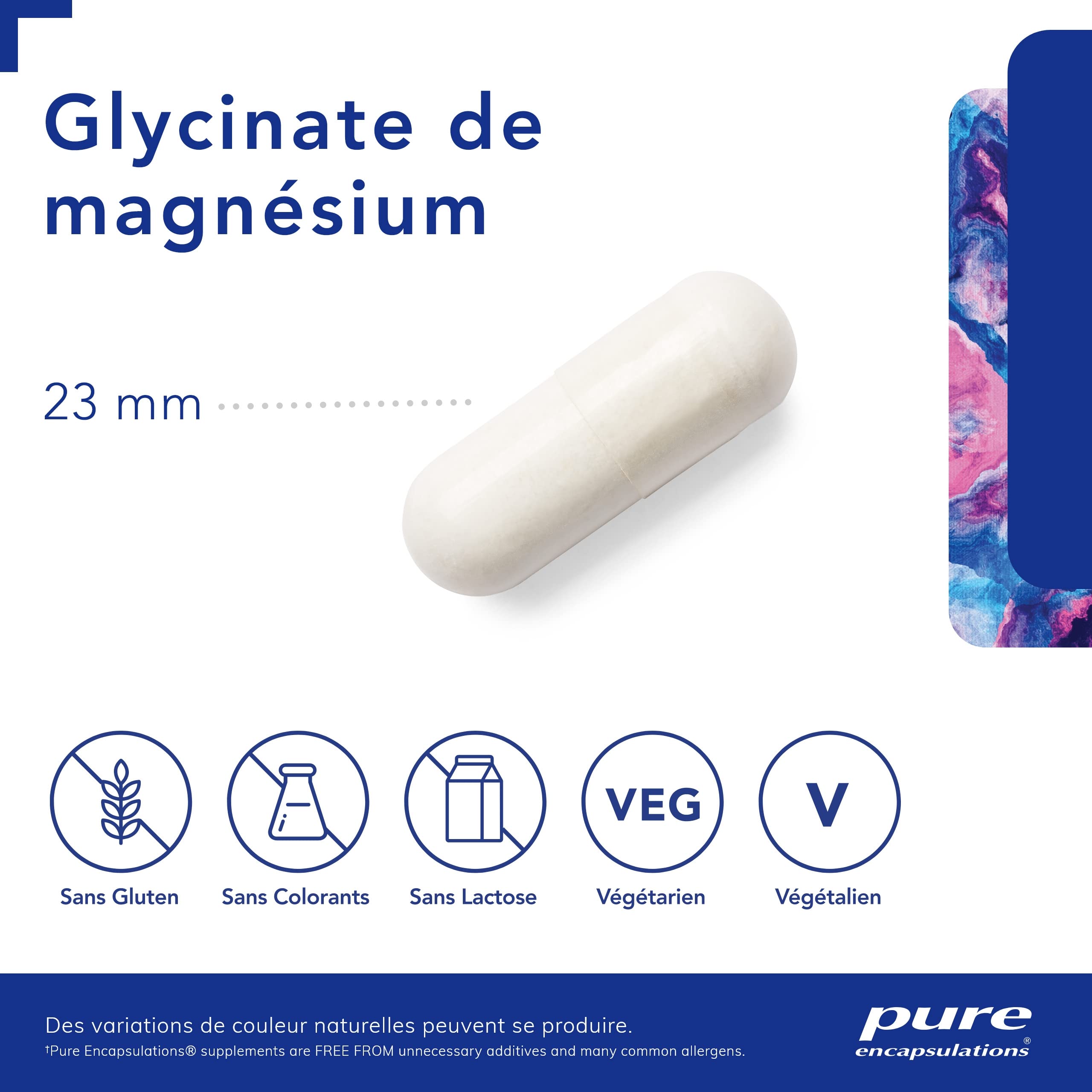 Pure Encapsulations - Glycinate de Magnésium 120mg - Magnésium Chélaté Biodisponible - Complément Anti-Fatigue - 90 Gélules Véganes