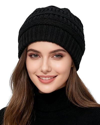 ACECHA Satin Lined Beanie Hat for Women Men - Thermal