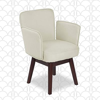 Amazon Com Elle Decor Esme Upholstered Home Office Desk Chair With Solid Wood High Arm 360 Degree Mobility Swivel Base French Ivory White Furniture Decor