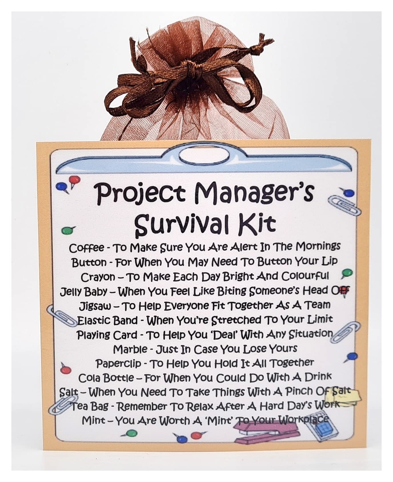 Project Manager's Survival Kit ~ Fun Novelty Gift & Greetings Card Alternative | Birthday Present | Thank You | Project Manager Gift | Personalised Keepsake | Xmas Gift | Secret Santa