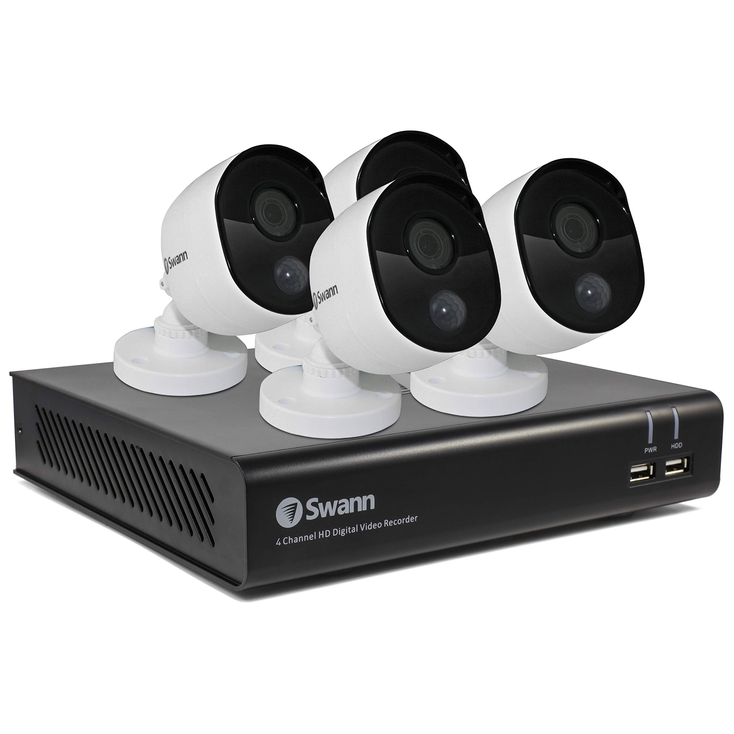 Swann SWDVK-444804V Security Camera System, 4 Cameras 4 Channel 1080p Full HD DVR with 32GB SD Card