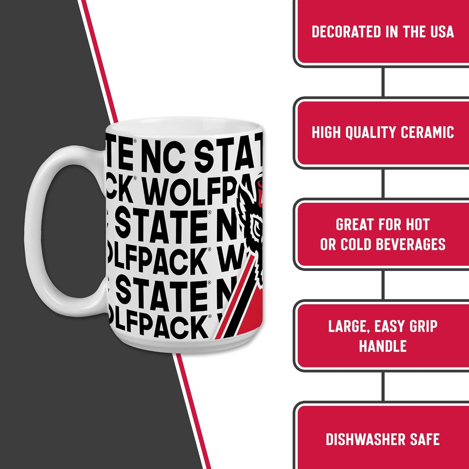 Rico Industries NCAA Arizona Wildcats 15 oz White Ceramic Mug - Image 5