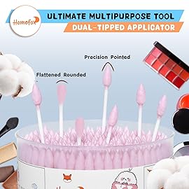 HOMEFOX XL Pink Thick Cotton Swabs Pointed Precision - 250 Count Extra Large - Pointy Organic Cotton Buds Double Side Tightly Wrapped Cotton Tips Paper Stick Cruelty-Free, XL Pointy & Round Pink