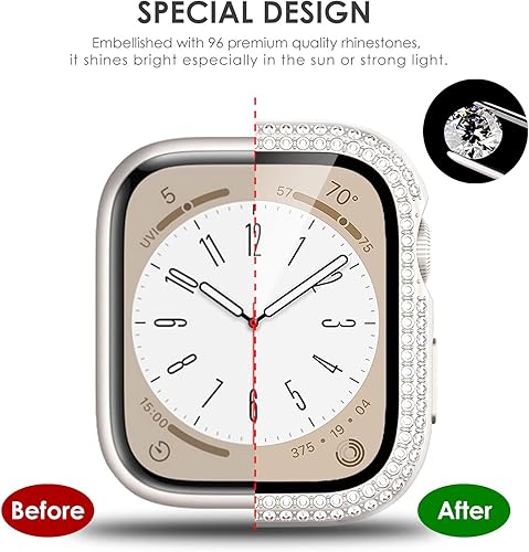 Miniatura 285 de KADES - Funda protectora brillante compatible con Apple Watch Series SE, SE 2022, 6, 5 y 4 de 44 mm, con protector de pantalla incorporado