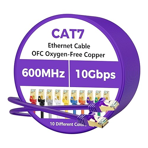Cable Ethernet Cat 7 de 30 pies, cable de Internet de alta velocidad de 10 Gbps, blindado SFTP, cobre puro OFC, cable de red LAN RJ45 CAT7