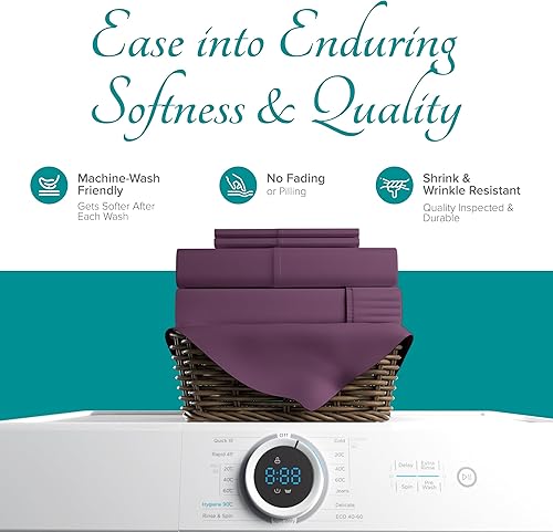 Miniatura 6 de Carressa Linen Fundas de almohada de algodón egipcio de 800 hilos, color ciruela, tamaño Queen, almohadas de algodón natural puro de fibra larga