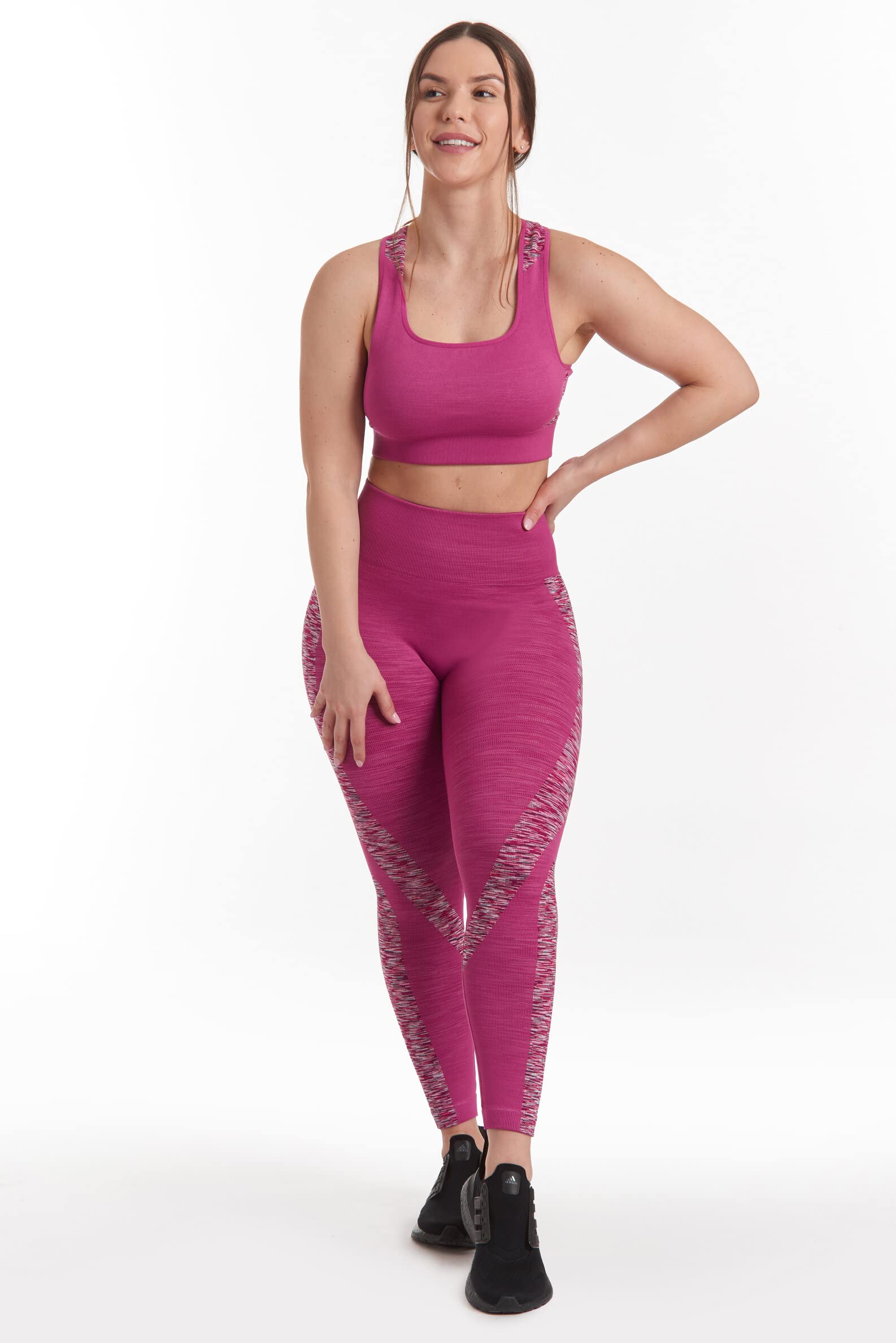 MAXXIM Damski biustonosz sportowy Space Dye Racerback bezszwowe zdejmowane podkładki do ćwiczeń na siłowni, jogi, biegania, ćwiczeń