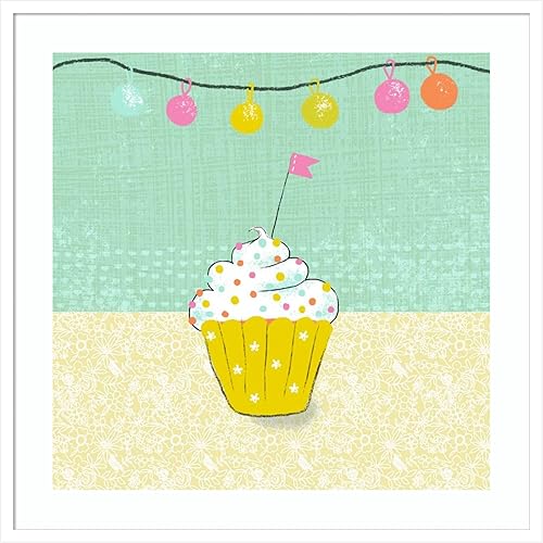 Miniatura 15 de Amanti Art Framed Wall Art Print 28x28 Retro Birthday IV by Chariklia Zarris, Still Life Wall Art, Whimsical Decor, Medium Poster Painting Artwork