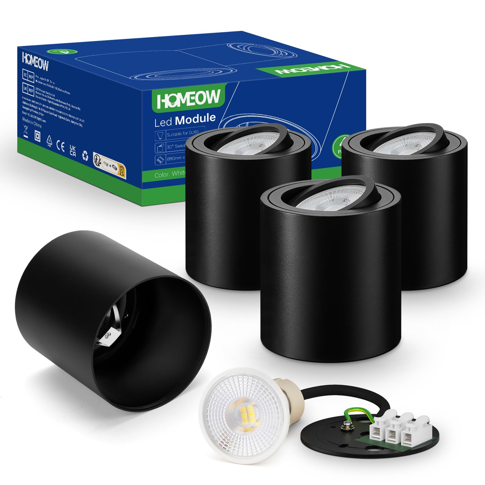 6 Faretti LED Soffitto Orientabili Wowatt - Attacco GU10, Alluminio, Bianco, Ø80mm - Foto 5