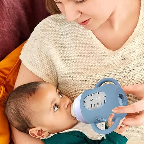 Miniatura 6 de Juome Fundas de silicona con asas para biberón de vidrio natural Avent - Paquete de 3 soportes para biberones antiroturas compatibles con biberones