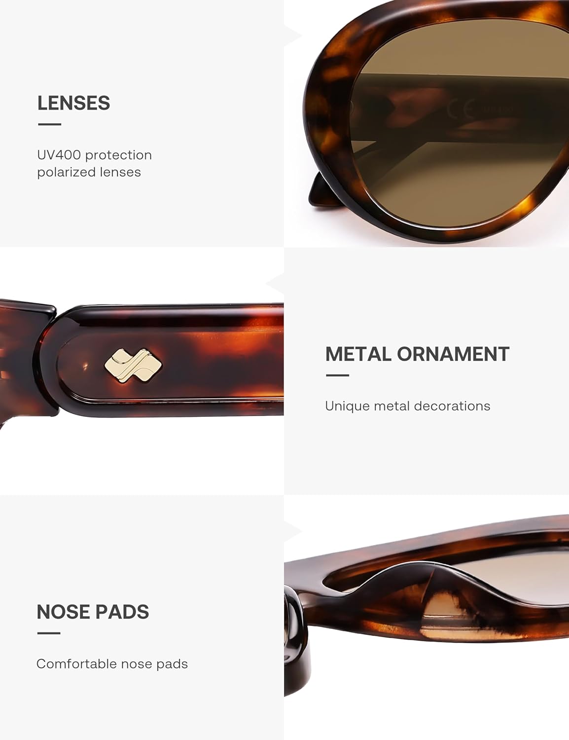 SOJOS Trendy Oversized Polarized Aviator Sunglasses Womens Men Retro Vintage 70s Style UV Protection Sun Glasses SJ2390 - Image 4