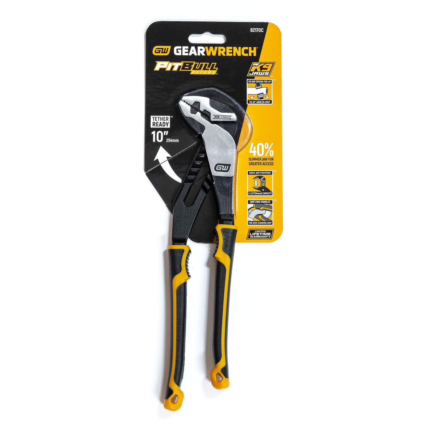 GEARWRENCH Pitbull K9 82170C - Alicates de lengüeta y ranura de doble material (25,4 cm)