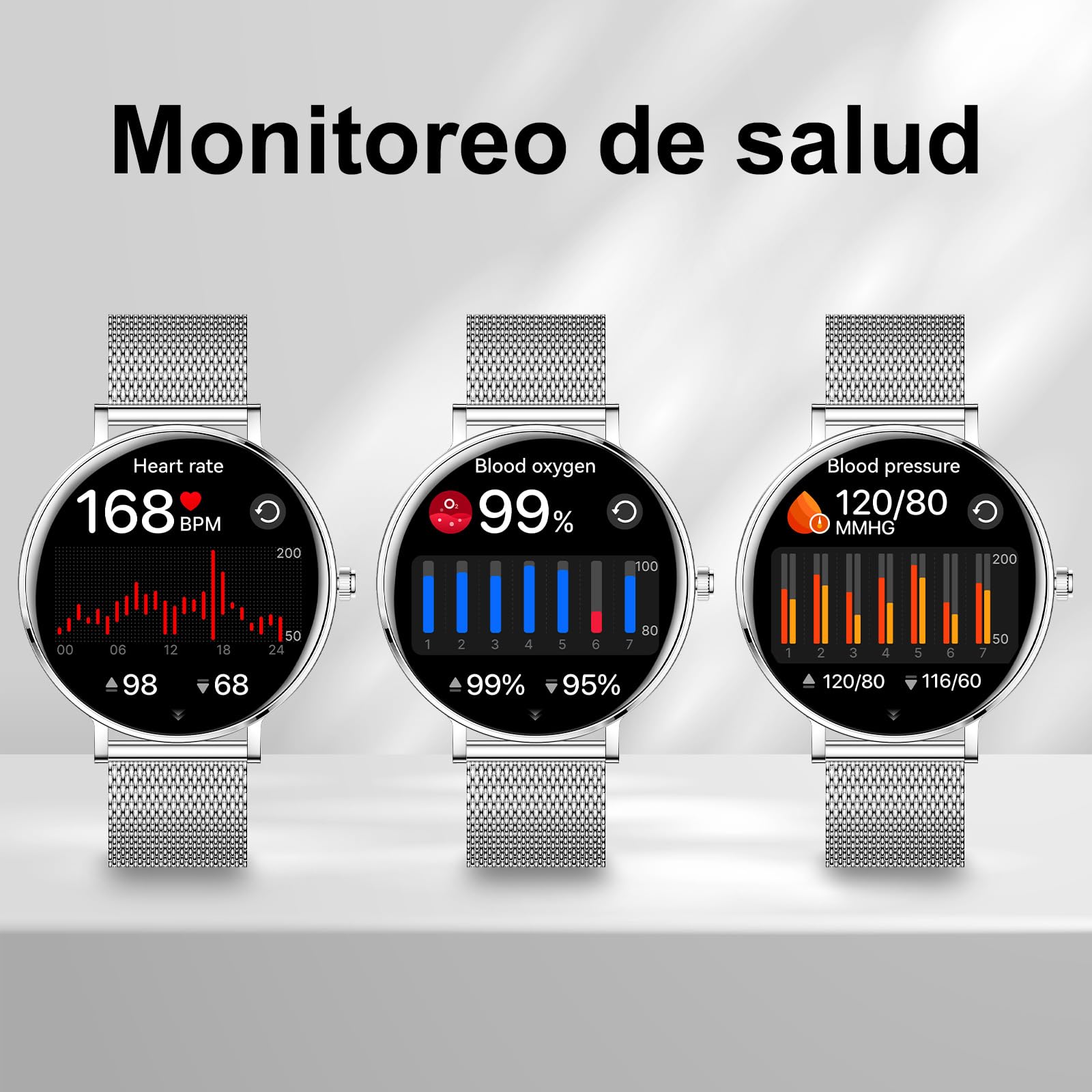 Smartwatch Reloj Inteligente Mujer Hombres 2026 BateríA Larga AutonomíA Redonda 1,32 AMOLED Ultraslim Elegante Impermeable Notificaciones Apps Deporte Llamadas Bluetooth Android Ios (plateado)